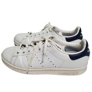 Adidas Stan Smith Classic White Navy Blue Sneakers Womens Size 6.5 / Mens 5.5